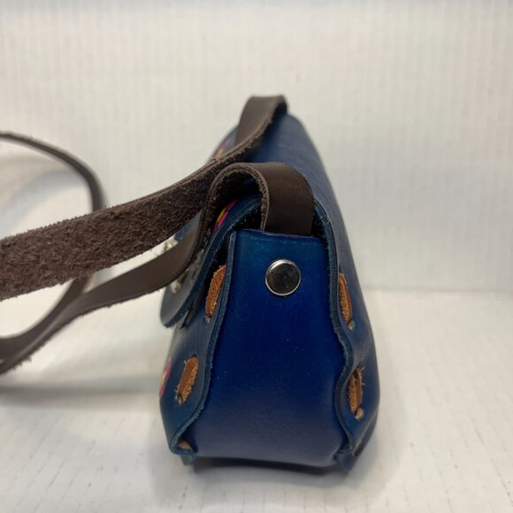 Vtg Hand Tooled Purple Leather Painted Mini Purse, Made in Mexico, Flower Purse - Picture 2 of 7